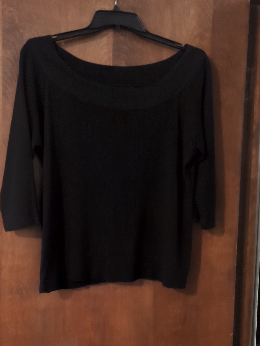 Rafaella Off-the-Shoulder Black Boatneck Sweater